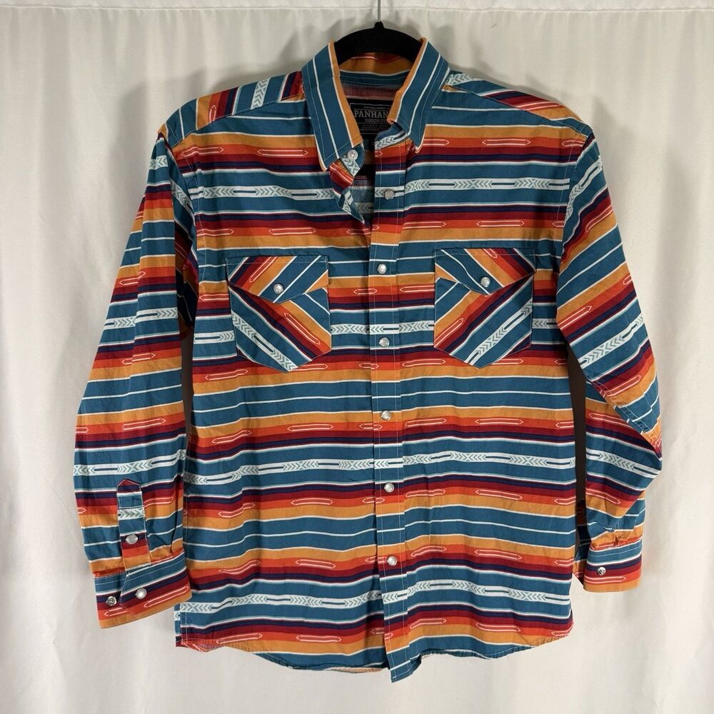 Panhandle Rough Stock Pearl Snap Boys Large Multicolor Western Long Sleeve